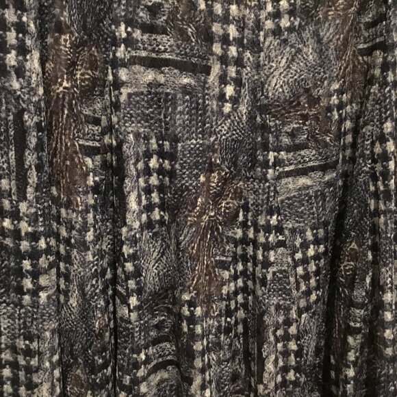 NWOT Simonton Says A-Line Midi Skirt Rustic Abstract Print Brown Black L - Picture 4 of 10